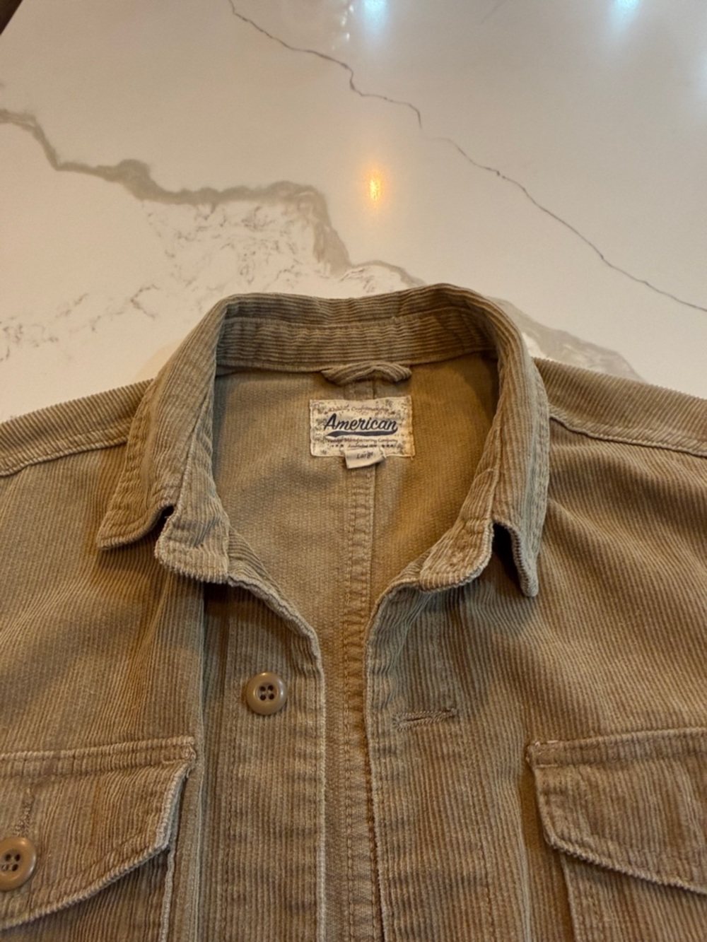 American Vintage-Inspired Corduroy Shirt Jacket in Light Brown